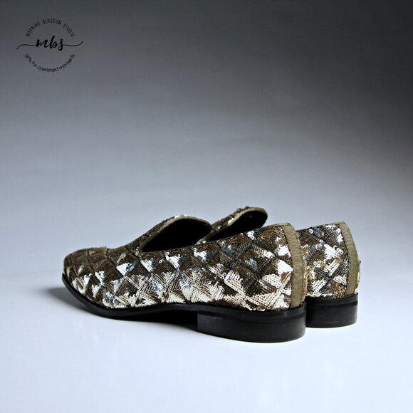 NWOT Stacy Adams Sequins Swank Shoes Gold Men 7.5 - Picture 5 of 13